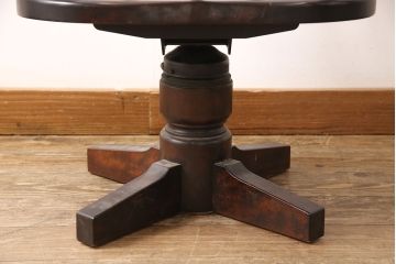 和製ビンテージ　希少　絶版品　北海道民芸家具　細部までこだわりが感じられるデスクチェア(椅子、板座チェア、ヴィンテージ)(R-053180)