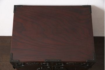 中古　門間箪笥店(門間屋)　仙台箪笥　木地呂塗り　小ぶりながらも存在感を放つ小箪笥(定価約24万円)(小引き出し、卓上収納、小タンス)(R-053181)