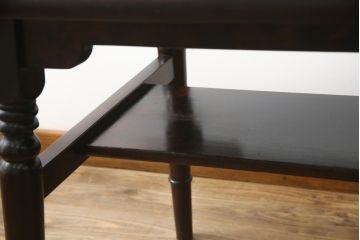 ビンテージ家具　松本民芸家具　洗練された佇まいが上品な棚付きダイニングテーブル(食卓、2人掛け、4人掛け、ヴィンテージ)(R-053213)