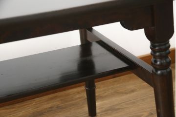 ビンテージ家具　松本民芸家具　洗練された佇まいが上品な棚付きダイニングテーブル(食卓、2人掛け、4人掛け、ヴィンテージ)(R-053213)