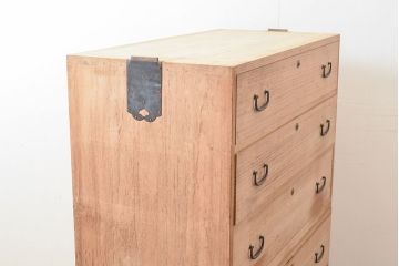 和製アンティーク　素朴な木肌が趣あふれる総桐箪笥(桐たんす、総桐たんす、和たんす、衣装タンス、チェスト、引き出し)(R-053222)