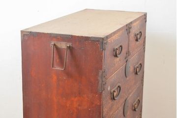 和製アンティーク　歴史を刻んだ深い味わいが感じられる時代箪笥(チェスト、和たんす、整理箪笥、収納箪笥、チェスト、引き出し)(R-053225)