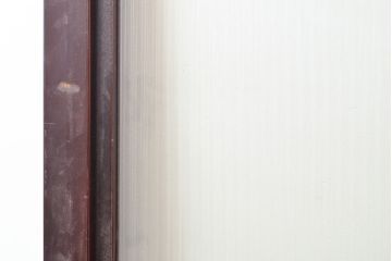アンティーク建具　漆塗り　モールガラスがアクセントのガラス戸1枚(引き戸、建具)(R-053255)