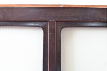 アンティーク建具　漆塗り　モールガラスがアクセントのガラス戸1枚(引き戸、建具)(R-053255)