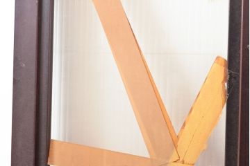 アンティーク建具　漆塗り　モールガラスがアクセントのガラス戸1枚(引き戸、建具)(R-053255)