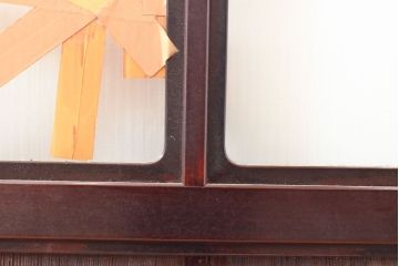 アンティーク建具　漆塗り　モールガラスがアクセントのガラス戸1枚(引き戸、建具)(R-053255)