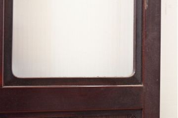 アンティーク建具　漆塗り　モールガラスがアクセントのガラス戸1枚(引き戸、建具)(R-053255)