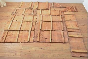 和製アンティーク　明治期　古材　DIYにおすすめ!床材として使われていた総ケヤキ材14枚セット(総欅材、総けやき材、材料、木材、板)(R-053256)