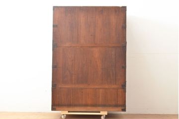 和製アンティーク　上手物!　金具の立派な三段重ね時代箪笥(チェスト、和たんす、桐たんす、整理箪笥、収納タンス)(R-053258)