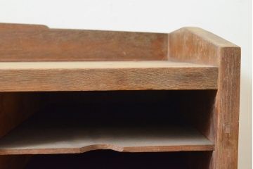 和製アンティーク　三方ナラ材　レトロな雰囲気が魅力的な書類ケース(小引き出し、小物収納、収納棚)(R-053259)