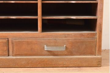 和製アンティーク　三方ナラ材　レトロな雰囲気が魅力的な書類ケース(小引き出し、小物収納、収納棚)(R-053259)