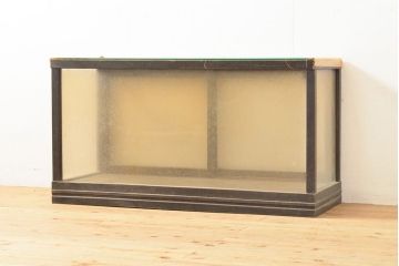 和製アンティーク　ケヤキ材　シンプルなデザインの卓上ガラスケース(ショーケース)(R-053261)