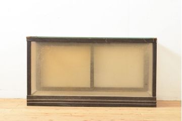 和製アンティーク　ケヤキ材　シンプルなデザインの卓上ガラスケース(ショーケース)(R-053261)