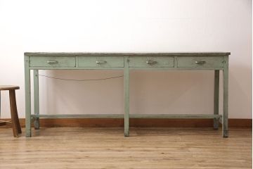 ヴィンテージ家具　インダストリアルなペイントカウンターテーブル(カウンターデスク、机、在宅ワーク、在宅用作業台)(R-053277)