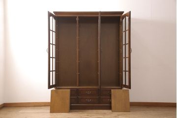 中古　美品　カリモク家具(karimoku)　コロニアルシリーズ　大人の落ち着いた空間を演出する書棚(ブックケース、本棚、戸棚、キャビネット、収納棚)(定価約30万円)(R-053282)