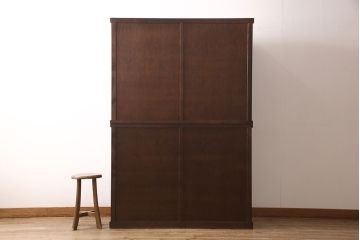 中古　美品　北海道旭川家具　和光　落ち着いた色合いと格子がモダンな雰囲気を醸し出す水屋箪笥(水屋たんす、食器棚、収納棚、キャビネット)(定価約41万円)(R-053283)