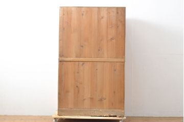 和製アンティーク　前面ケヤキ材　レトロな佇まいが魅力的な重ね収納棚(茶たんす、食器棚、戸棚)(R-053284)
