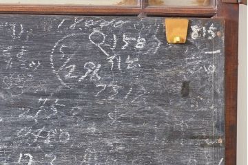 和製アンティーク　大正ロマン　総ケヤキ材　黒板付き　レトロな雰囲気あふれる木製ドア1枚(扉、建具)(R-053290)