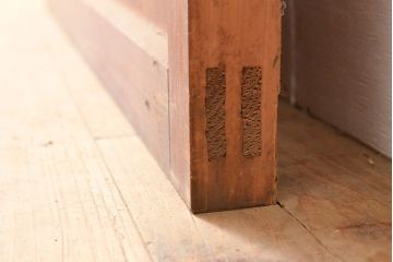 アンティーク建具　ダイヤガラス入りで大正ロマンな趣を感じる木製ドア(扉、建具)(R-053291)