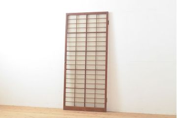 アンティーク建具　シンプルなデザインとダイヤガラスが魅力の引き戸1枚(ガラス戸、建具)(R-053292)
