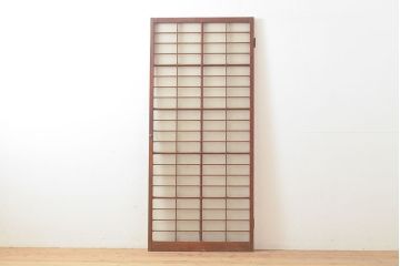 アンティーク建具　シンプルなデザインとダイヤガラスが魅力の引き戸1枚(ガラス戸、建具)(R-053292)