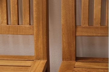 中古　 old maison(オールドメゾン)　チーク材　ナチュラルテイストの空間づくりにおすすめのチェア4脚セット(板座チェア、椅子)(R-053304)