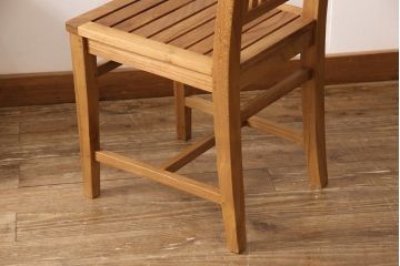 中古　 old maison(オールドメゾン)　チーク材　ナチュラルテイストの空間づくりにおすすめのチェア4脚セット(板座チェア、椅子)(R-053304)