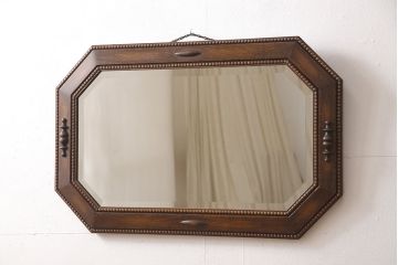 イギリスアンティーク　オーク材　クラシカルな佇まいのウォールミラー(壁掛け鏡)(R-053314)