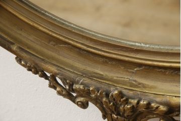 フランスアンティーク　緻密な装飾が見事な彫刻ミラー(壁掛けミラー、鏡)(R-053315)