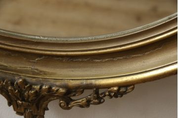 フランスアンティーク　緻密な装飾が見事な彫刻ミラー(壁掛けミラー、鏡)(R-053315)