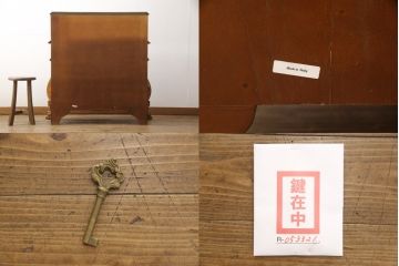 中古　美品　イタリア　最高級家具　インパクトのあるデザインが素晴らしい!象嵌入りのライティングビューロー(簿記机、引き出し、チェスト)(定価約140万円)(R-053321)