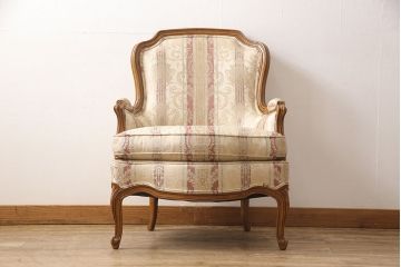 中古　美品　DREXEL HERITAGE(ドレクセルヘリテイジ)　 Upholstery(アップホルスタリー)　エレガントな佇まいのラウンジチェア(一人掛けソファ、1P、アームソファ)(定価約59万円)(R-053324)
