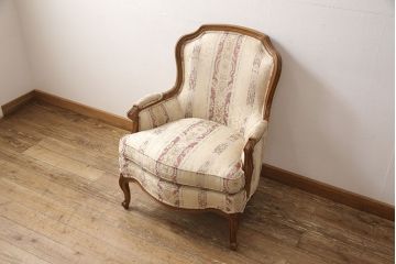 中古　美品　DREXEL HERITAGE(ドレクセルヘリテイジ)　 Upholstery(アップホルスタリー)　エレガントな佇まいのラウンジチェア(一人掛けソファ、1P、アームソファ)(定価約59万円)(R-053324)