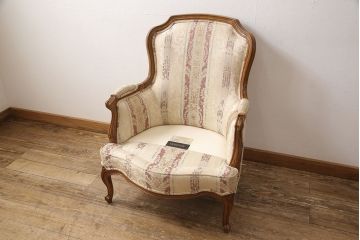 中古　美品　DREXEL HERITAGE(ドレクセルヘリテイジ)　 Upholstery(アップホルスタリー)　エレガントな佇まいのラウンジチェア(一人掛けソファ、1P、アームソファ)(定価約59万円)(R-053324)