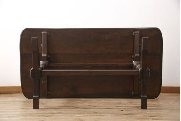 中古　松本民芸家具　シックな佇まいが目を引く4人掛けT型食卓(定価約37万円)(ダイニングテーブル)(R-053331)
