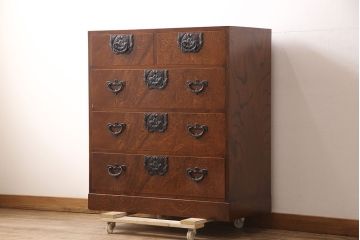 中古　美品　岩谷堂箪笥　くっきりとした杢目が上質な雰囲気を醸し出す整理箪笥(和タンス、衣装箪笥、引き出し、チェスト)(R-053343)