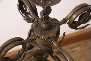 フランスビンテージ　神聖な雰囲気を漂わせるブロンズ像ランプ(西洋アンティーク照明、フロアスタンド、ヴィンテージ)(R-053345)