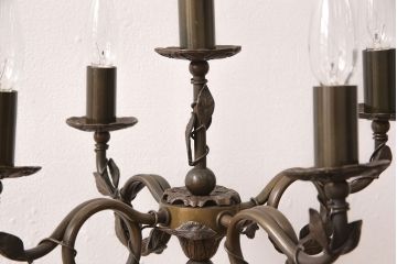 フランスビンテージ　神聖な雰囲気を漂わせるブロンズ像ランプ(西洋アンティーク照明、フロアスタンド、ヴィンテージ)(R-053345)