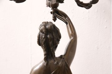 フランスビンテージ　神聖な雰囲気を漂わせるブロンズ像ランプ(西洋アンティーク照明、フロアスタンド、ヴィンテージ)(R-053345)