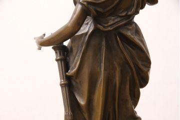 フランスビンテージ　神聖な雰囲気を漂わせるブロンズ像ランプ(西洋アンティーク照明、フロアスタンド、ヴィンテージ)(R-053345)