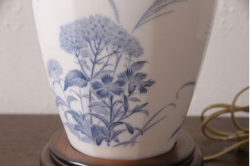 中古　大倉陶園　気品ある佇まいが魅力的なランプスタンド(テーブルスタンド、卓上照明)(R-053346)