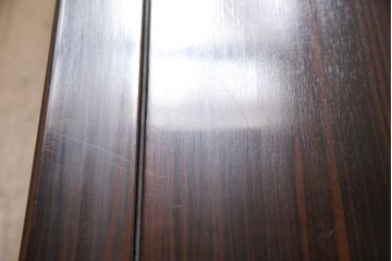 和製ビンテージ　国産　総縞黒檀(シマコクタン)材　特徴的な杢目が美しいローテーブル(座卓、センターテーブル、ヴィンテージ)(R-053350)