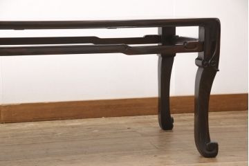 和製ビンテージ　国産　総縞黒檀(シマコクタン)材　特徴的な杢目が美しいローテーブル(座卓、センターテーブル、ヴィンテージ)(R-053350)