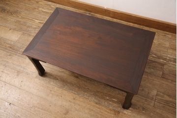 アンティーク家具　明治期　美しい木肌を堪能できる総シタン材製の文人文机(座卓、ローテーブル、総紫檀材)(R-053373)