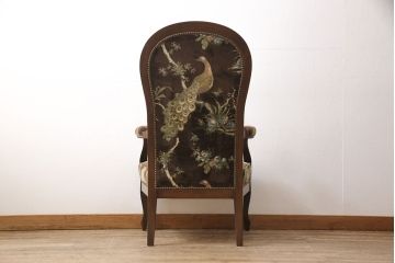 イタリアビンテージ　絶版品　イタリア高級家具　SELVA(セルバ)社製　オリエンタルな雰囲気が魅力の希少なラウンジアームチェア(椅子、ヴィンテージ)(R-053381)