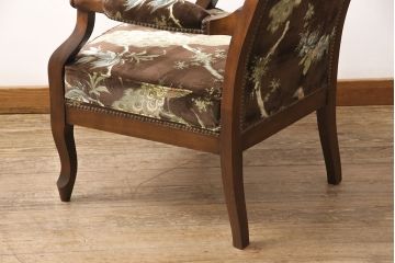 イタリアビンテージ　絶版品　イタリア高級家具　SELVA(セルバ)社製　オリエンタルな雰囲気が魅力の希少なラウンジアームチェア(椅子、ヴィンテージ)(R-053381)