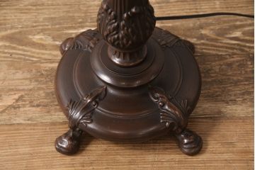中古　アンティーク風　ステンドグラスが美しく、幻想的な空間を演出する六角形のフロアスタンド(スタンドライト、照明)(R-053386)