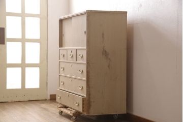 中古　リメイク　伝統工芸士・中沢和夫作　一峰　上品な和を演出する細やかな金具が魅力的な加茂桐箪笥・上段(胴丸、桐たんす、衣装箪笥、和タンス、洋服タンス)(R-053390)