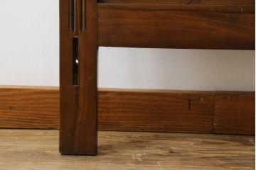 フランスアンティーク　ビーチ材　年月を重ねて味を増した本革の風合いが魅力的なベッドフレーム(シングルサイズ、レザー)(R-053392)