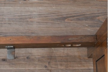 フランスアンティーク　ビーチ材　年月を重ねて味を増した本革の風合いが魅力的なベッドフレーム(ダブルサイズ、レザー)(R-053393)